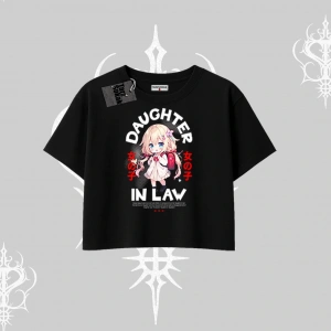 Oversize Crop Tshirt Anime Girl Daughter In Law Baskılı