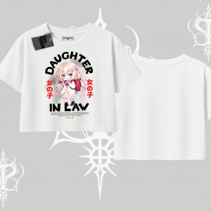 Oversize Crop Tshirt Anime Girl Daughter In Law Baskılı