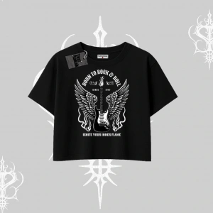 Oversize Crop Tshirt Born to Rock Eternal Flame Legacy