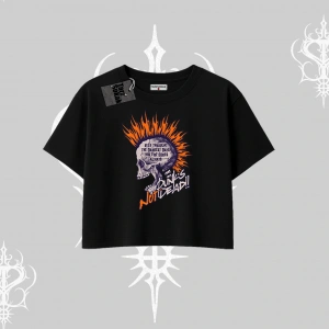 Oversize Crop Tshirt Burning Skull Rebel Street Anthem