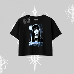 Oversize Crop Tshirt Cyber Y2K Anime Girl Street Sound Aesthetic
