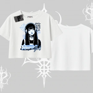 Oversize Crop Tshirt Cyber Y2K Anime Girl Street Sound Aesthetic