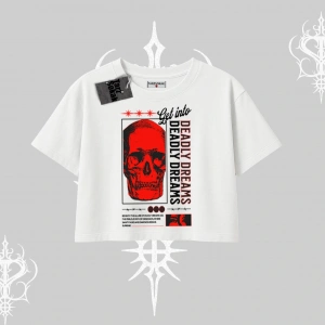 Oversize Crop Tshirt Deadly Dreams Skull Redcore Street Manifest
