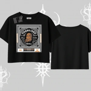 Oversize Crop Tshirt Fossilized Skull Underground Archive
