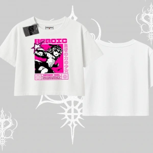 Oversize Crop Tshirt Heroic Anime Girl Japon Stil Grafik Baskılı