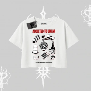 Oversize Crop Tshirt Japon Mutfağı Umami Temalı Baskılı