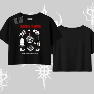 Oversize Crop Tshirt Japon Mutfağı Umami Temalı Baskılı