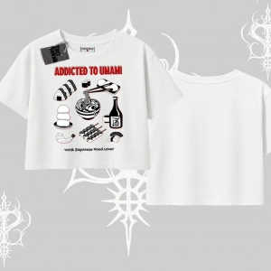Oversize Crop Tshirt Japon Mutfağı Umami Temalı Baskılı