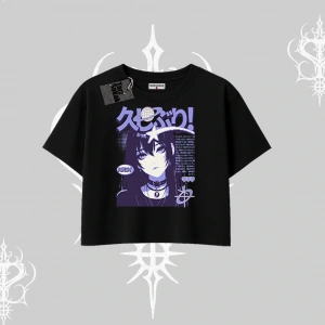 Oversize Crop Tshirt Neo Tokyo Girl Y2K Street Anime Aesthetic