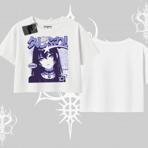 Oversize Crop Tshirt Neo Tokyo Girl Y2K Street Anime Aesthetic