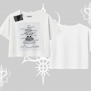 Oversize Crop Tshirt Noodle Theory Hand Drawn Concept