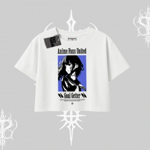 Oversize Crop Tshirt Oversize Anime Kız Baskılı