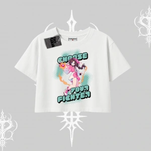 Oversize Crop Tshirt Oversize  Anime Kız Desenli Japon Stil