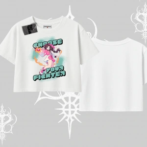 Oversize Crop Tshirt Oversize  Anime Kız Desenli Japon Stil