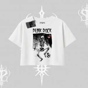 Oversize Crop Tshirt Punk Rock Chaos Skeleton Riot