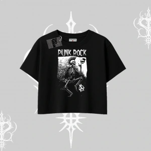 Oversize Crop Tshirt Punk Rock Chaos Skeleton Riot
