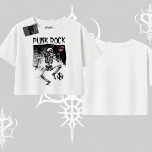 Oversize Crop Tshirt Punk Rock Chaos Skeleton Riot