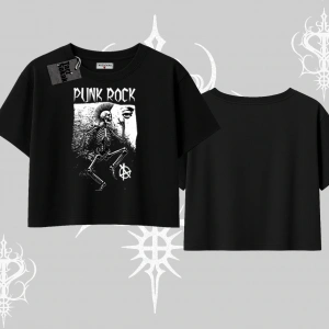 Oversize Crop Tshirt Punk Rock Chaos Skeleton Riot