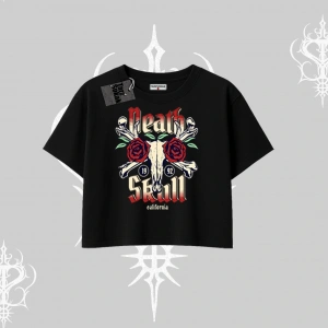 Oversize Crop Tshirt Skull & Roses Vintage West Coast Rebellion