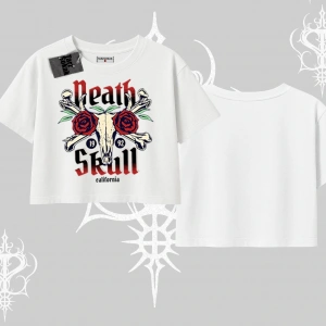 Oversize Crop Tshirt Skull & Roses Vintage West Coast Rebellion