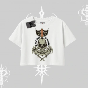 Oversize Crop Tshirt Sword Knight Skull Impossible Street Creed