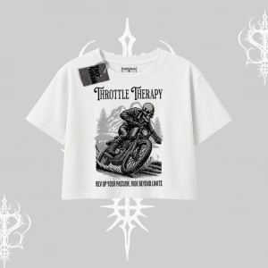 Oversize Crop Tshirt Throttle Therapy No Brakes Just Freedom