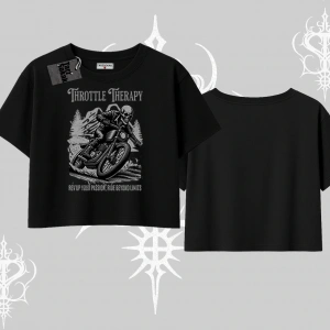 Oversize Crop Tshirt Throttle Therapy No Brakes Just Freedom