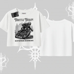 Oversize Crop Tshirt Throttle Therapy No Brakes Just Freedom