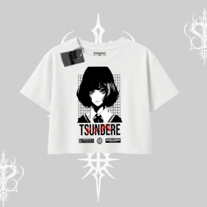 Oversize Crop Tshirt Tsundere Anime Japanese Style Baskılı