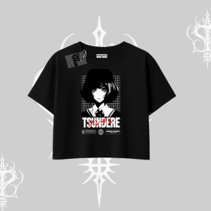 Oversize Crop Tshirt Tsundere Anime Japanese Style Baskılı