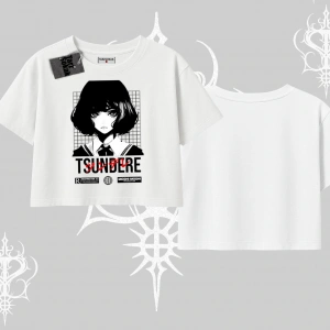 Oversize Crop Tshirt Tsundere Anime Japanese Style Baskılı