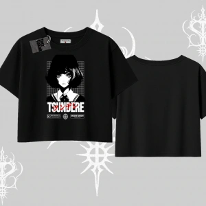 Oversize Crop Tshirt Tsundere Anime Japanese Style Baskılı