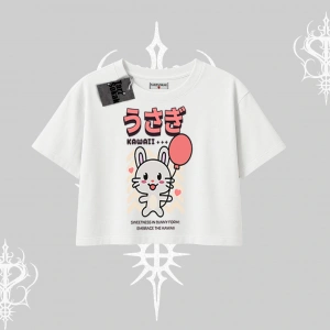 Oversize Crop Tshirt Usagi Kawaii Cute Heart Energy