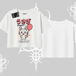 Oversize Crop Tshirt Usagi Kawaii Cute Heart Energy