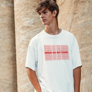 Oversize Error Baskılı Beyaz Tshirt NRAGE66