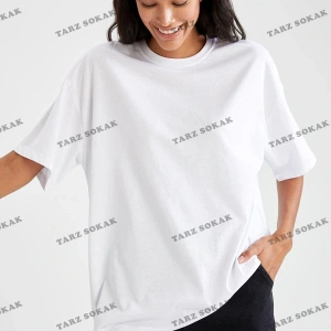 Oversize Fit Pamuklu Kısa Kollu Basic