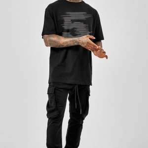 Oversize Five Baskılı Siyah Tshirt NRAGE69