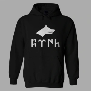 Oversize Gök Türk Kurt Siyah Hoodie