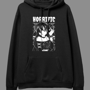 Oversize Kulaklık Genç Kız Siyah Beyaz Tasarım Baskılı Unisex Kapüşonlu Sweatshirt Hoodie