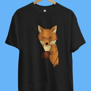 Oversize Kurnaz Tilki Temalı Tasarım Baskılı Unisex Tişört