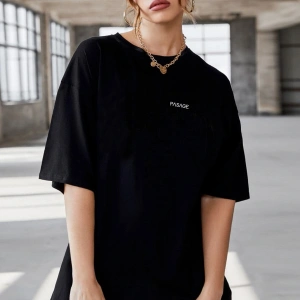 Oversize Left Pasage Baskılı Siyah Tshirt NRAGE190