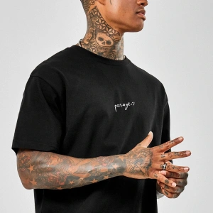 Oversize Mick Jagger Baskılı Siyah Tshirt NRAGE204