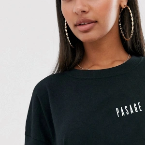 Oversize Mid Pasage Baskılı Siyah Tshirt NRAGE188