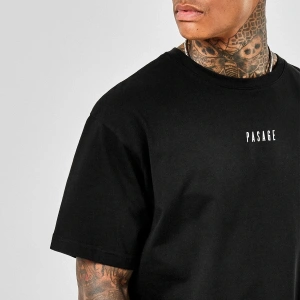 Oversize Mid Pasage Baskılı Siyah Tshirt NRAGE188