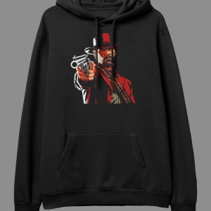 Oversize Red Dead Redemption 2 Tasarım Baskılı Kapüşonlu Sweatshirt Hoodie Beyaz