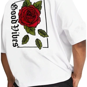 Oversize Rose Unisex Beyaz T-shirt