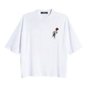 Oversize Rose Unisex Beyaz T-shirt