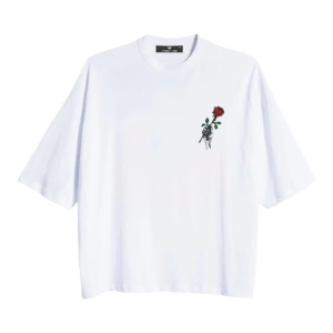 Oversize Rose Unisex Beyaz T-shirt