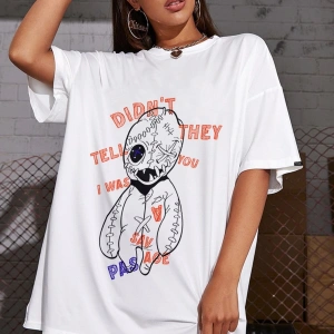 Oversize Savage Baskılı Beyaz Tshirt NRAGE198