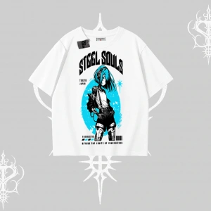 Oversize Tshirt Anime Cyberpunk Kız Baskılı